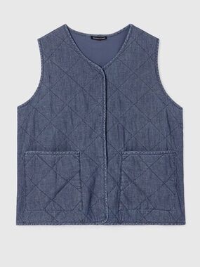 EILEEN FISHER Airy Organic Cotton Quilted Vest - L